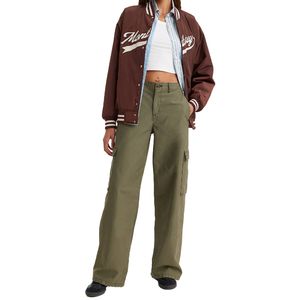 Top trendy Women <b>Cargo</b> Pants Baggy Fit Cotton Twill High Waist Wide Leg Multi Pocket Streetwear <b>Y2K</b> <b>Cargo</b> Trousers Custom OEM - Product Image 6