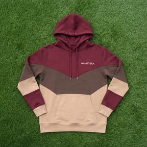 Sudadera con Capucha para Mujer, Diseño Color Block, Color Borgoña, Marrón y Beige, Felpa, Bolsillo Canguro, Logotipo Personalizado, Estilo Urbano - Product Image 6