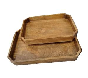 Plateaux de service en bois rustiques minimalistes, multifonctionnels, décoratifs, pour le petit-déjeuner, le service et le rangement, au meilleur prix - Product Image 1