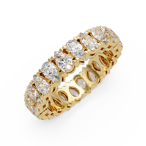 Bague de mariage en or jaune 14 carats avec diamants de laboratoire taille poire, alliance éternelle complète, vente en gros, fabricant et fournisseur de bijoux - Product Image 3