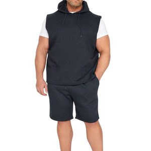 Plus Size Men's Solid <b>Hoodies</b> Breathable Comfortable Knitted Polyester/Cotton 180g <b>Sleeveless</b> Wholesale ODM - Product Image 5