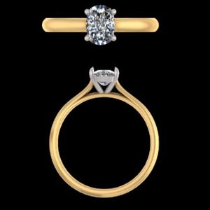 Anillo ovalado de diamantes de 14k y 18k en oro amarillo, anillo de bodas con diamante solitario de 1 quilate cultivado en laboratorio para mujer, conjunto de joyería nupcial. - Product Image 1