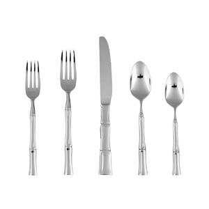 Modern Bamboo Handle Stainless Steel <b>Flatware</b> Set with High Mirror Polish for Wedding Banquet Use - Product Image 4