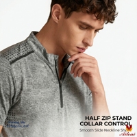 Polo de golf personnalisé pour homme à col zippé 1/4, dégradé, manches courtes, séchage rapide, respirant, polyester et élasthanne, performance sportswear ombré