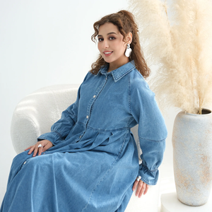 Vestido de Mezclilla para Mujer, Túnica Larga Estilo Medio Oriente, Abaya de Ramadán, Dubái, Turquía, Caftán, Ropa Islámica, Vestidos de Mezclilla Árabes, Caftán - Product Image 4