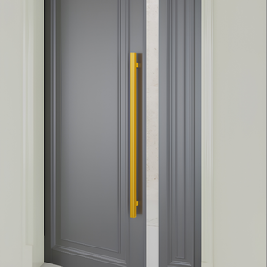 Manija de puerta principal de aluminio texturizada, acabado dorado mate AB, negro seda mate, herrajes modernos para puertas de entrada - Product Image 1