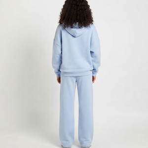 Ensemble de survêtement 2 pièces pour femme, personnalisé par les fabricants, automne-hiver, grande taille, couleur unie, avec sweat à capuche zippé et pantalon, anti-boulochage, 100% - Product Image 5