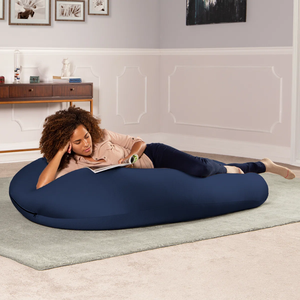 56"D x 38"W x 14"H Navy Oval Therapeutic <b>Zero</b>-Gravity Support Textile Polystyrene Beans Casual Vietnam Bean Bag MD16 - Product Image 4