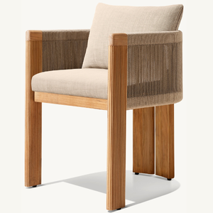 Silla individual en oferta, hecha de madera de teca, con un estilo moderno y sencillo, con detalles de ratán resistente para uso en exteriores. - Product Image 4