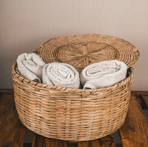 Wholesale Priced Handcrafted Eco-Friendly Luxury <b>Bamboo</b> Storage <b>Basket</b> Hanging Handle Natural Woven Design for Home Hotel Use - Product Image 6