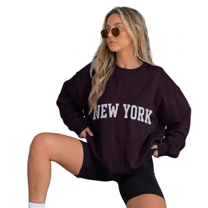 Women Printed Oversized Fleece Pullover with Classic Crew <b>Neck</b> Design Cozy Autumn Women Lounge <b>Top</b> in Eco Friendly Polyester - Product Image 4