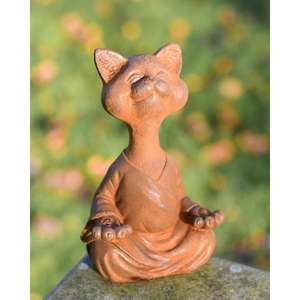 Statue de chat rustique pour la méditation, fournitures de jardin, sculpture de chat en fonte faite à la main, prix de gros - Product Image 6