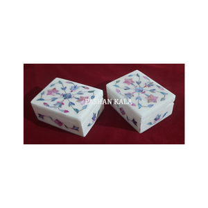 Newly Design in Bulk Quantity Handmade White Marble Natural Pink Mother of Pearl Inlay <b>Work</b> Jewelry Boxes With Customized Shape - Product Image 6