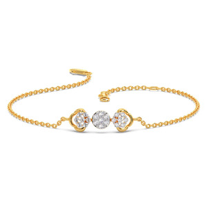 Pulsera de Cadena con Triple Motivo Floral de Diamantes - Product Image 1