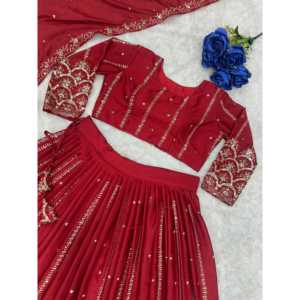 Magnifique Lehenga Choli de soirée taille XL avec de riches broderies - Product Image 6