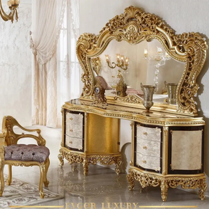 Juego de Dormitorio King Size de Lujo Real, Tallado a Mano en Madera de Caoba, Diseño Europeo Antiguo, con Armario, para Hotel y Uso Doméstico - Product Image 5