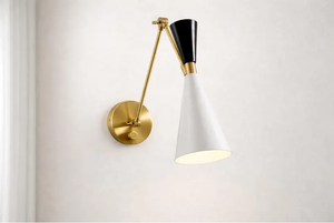 Art Deco Brass Wall <b>Sconce</b> Geometric Design Round Shape White Shade 100% Handmade Indoor <b>Lighting</b> Home Office Home Decor Diwali - Product Image 2