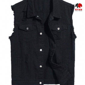 Gilet en jean personnalisé Ryan Pro Gear pour hommes, fermeture à boutons, tissu respirant avec logo personnalisé - Product Image 3