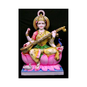 Hermosas estatuas Maa Saraswati Ji de mármol blanco natural hechas a mano en presupuesto de bajo precio con estatuas de diosa de mármol de alta calidad - Product Image 5