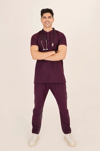 DUIDE Ensemble d'uniformes médicaux pour femmes à col montant, avec logo personnalisé, en tissu polyester/coton, détection d'aiguilles - Product Image 5