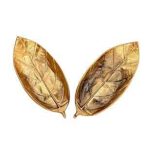 Grand bol à fruits secs en feuilles avec plaqué or, fait à la main, utilisé pour les fêtes, les mariages et la maison au prix le plus bas - Product Image 1