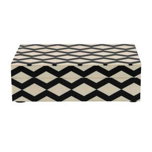 Boîte de rangement pour bijoux en bois avec incrustation en résine, design indien artisanal en zigzag, taille et couleur personnalisables pour la décoration de la maison - Product Image 6