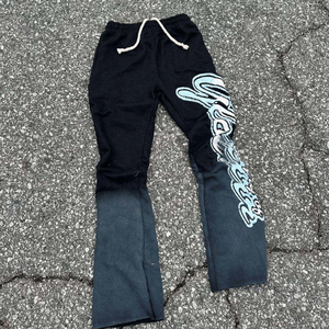 Ensemble sweat à capuche zippé et pantalon de jogging évasé personnalisable, en tissu épais, polyester/coton écologique, délavé à l'acide, pour l'hiver - Product Image 2