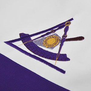 Illustrious Master Council Apron High Quality Hand Machine Embroidered Purple Ribbon Fabric Material Beautiful Masonic Design - Product Image 4