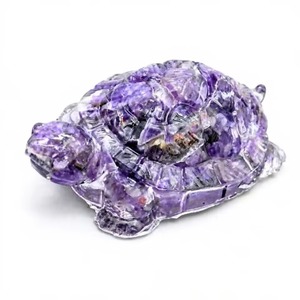 Amethyst Carved Turtle Figurine Animal Crystal Decoration 2.7 Inch Handmade Gemstone Ornament <b>Home</b> Decor Collection Piece - Product Image 3