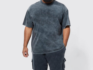 Camiseta Oversize Tie-Dye para Hombre, Manga Corta, Cuello Redondo, 100% Algodón Jersey, Estilo Casual Urbano, Color Liso, Ajuste Holgado - Product Image 1