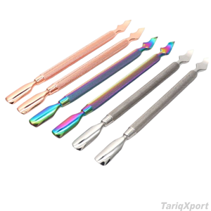 Prix d'usine professionnel, outil de manucure et pédicure réutilisable, double tête en acier inoxydable, pousse-cuticules en métal, ensemble en boîte - Product Image 2