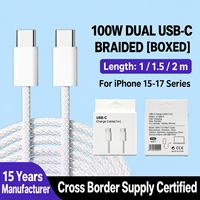 Câble de charge USB-C tressé double extrémité durable 100W 60W avec Power Delivery et transfert de données pour ordinateur portable, smartphone, tablette (vente en gros)