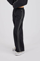 Survêtement pour femme avec logo personnalisé, veste de survêtement en nylon froissé à passepoil court et pantalon de jogging large, respirant, style streetwear