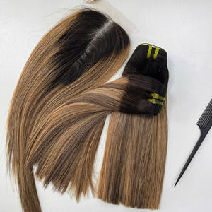 Ombre Mixing Blonde <b>Bundle</b> And Closure Raw Human Hair Bouncy <b>Curly</b> Texture Human Hair Luxury Quality Super Double Drawn - Product Image 1