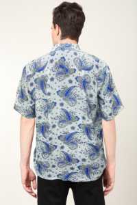 Chemise élégante pour homme en polyester blanc à imprimé floral Buti, coupe classique avec col chemise et manches courtes, conçue pour un usage décontracté - Product Image 5