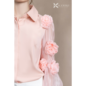 Camisa Floral Sofisticada para Mujer Lista para Enviar con Detalles de Flores en 3D, Ropa Femenina Premium, Precio de Mayoreo, Proveedor - Product Image 2