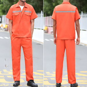 Combinaison de travail d'été à manches courtes en coton avec logo personnalisé, uniforme d'usine pour vêtements de travail de sécurité - Product Image 3