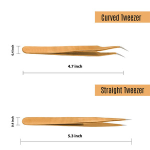 Pince à épiler droite en acier inoxydable pour extensions de cils avec pointe courbée, pince à épiler pour volume, pince à épiler de précision durable - Product Image 4