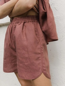 Shorts Casuales de Lino para Mujer, Cintura Alta, con Cordón y Bolsillos, Corte Holgado, para Playa o Uso Diario - Product Image 4