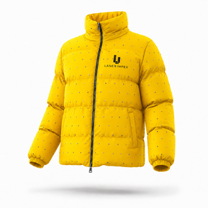 Custom Men Yellow Puffer <b>Jacket</b> Winter Quilted Bubble Coat Lightweight Warm Insulated <b>Zip</b> <b>Up</b> <b>Jacket</b> OEM ODM Wholesale Fectory - Product Image 2