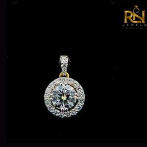 Colgante Imperial Halo Solitaire con Diamante Cultivado en Laboratorio, Cadena Redonda de Oro Sólido de 9K, 14K, 18K, Joyería Fina - Product Image 2