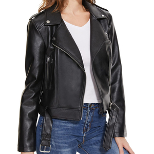 New Fashion <b>Long</b> Sleeve Autumn <b>Leather</b> <b>Jackets</b> for Ladies High Street Custom Design Regular Length Women <b>Leather</b> <b>Jacket</b> - Product Image 3
