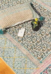 2024 New Arrival Designer Flower Pattern Outdoor Carpets 100% Embroidered Hand Block Print for Home <b>Entrance</b> Car Picnics - Product Image 3