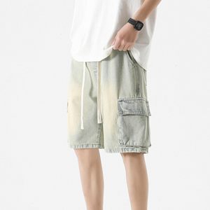 Pantalones Cortos Cargo para Hombre, Cintura Media, con Cordón, de Algodón, Estilo Bermuda, Casuales, de Color Sólido, Transpirables, Estilo Urbano - Product Image 4