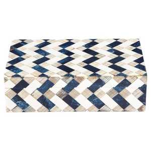Magnifique boîte à bijoux rectangulaire en os incrusté avec des sculptures complexes, disponible en plusieurs couleurs pour la maison et le rangement, provenant d'Inde. - Product Image 1