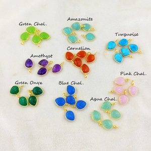 Colgantes de Plata de Ley 925 Bañados en Oro con Incrustaciones de Piedras Preciosas en Forma de Hoja, Hechos a Mano, Joyería de Plata Tallada - Product Image 3