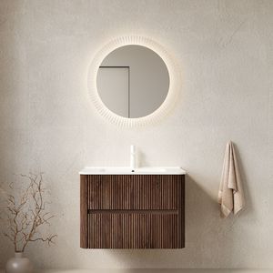 NOOR 30\" <b>Wall</b> Mounted <b>Floating</b> Plywood Bathroom Vanity with 2 Drawers White Ceramic Basin Sink NOOR 30\" Bathroom Vanities - Product Image 1