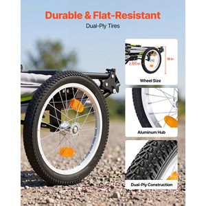 Rimorchio per Bicicletta con Tenda, Carico Statico 300 Libbre, Carrello Pieghevole per Bicicletta, Ruote da 16 Pollici, Rivestimento PU2000, Telaio in Acciaio al Carbonio - Product Image 6