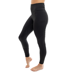 Culotte d'équitation taille haute pour femme, noire unie, coupe ajustée, avec grip intégral sur le siège - Product Image 3