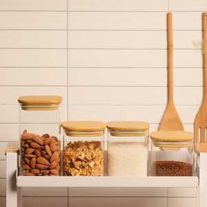 Premium Glass Food <b>Container</b> Set With Wooden Lid Airtight 2 Layer <b>Storage</b> For Kitchen Use 1-3L Capacity For Kitchen <b>Storage</b> - Product Image 6